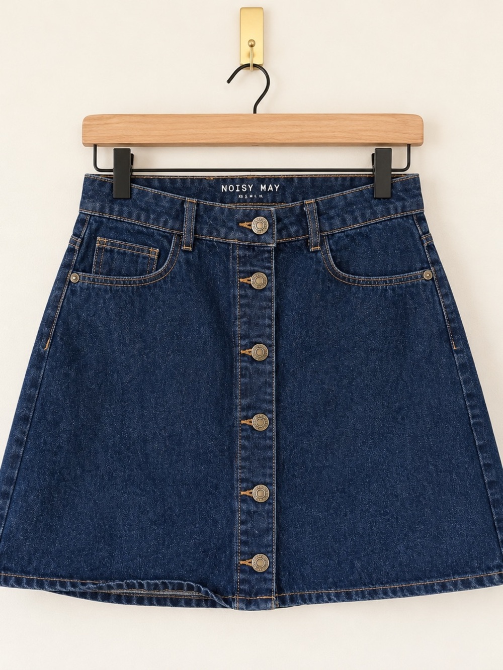 Noisy May Dark Wash Button Front Denim A Line Skirt Size Small